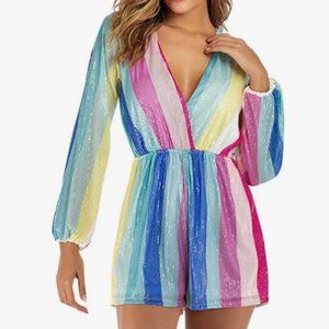 NWT Striped Sequin Romper